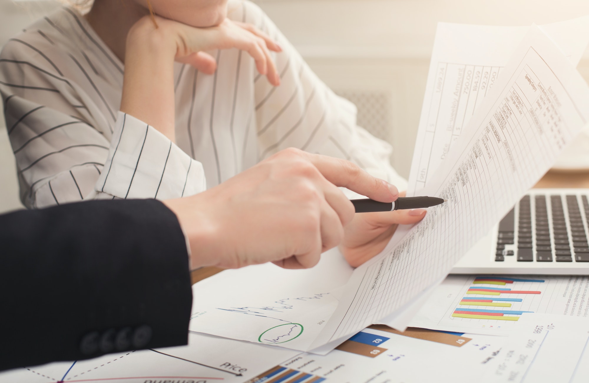 Business colleagues working with documents